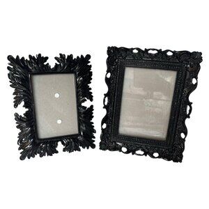 Lot of 2 Black Ornate Photo Picture Frames Gothic Halloween Victorian Dark Decor